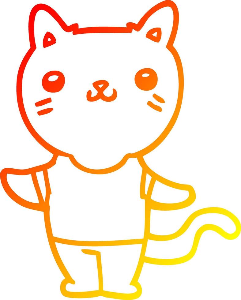 gato de desenho animado de desenho de linha de gradiente quente vetor