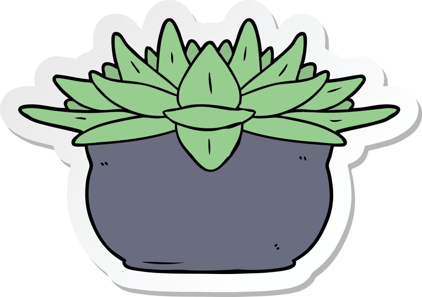 adesivo de uma planta suculenta de desenho animado vetor
