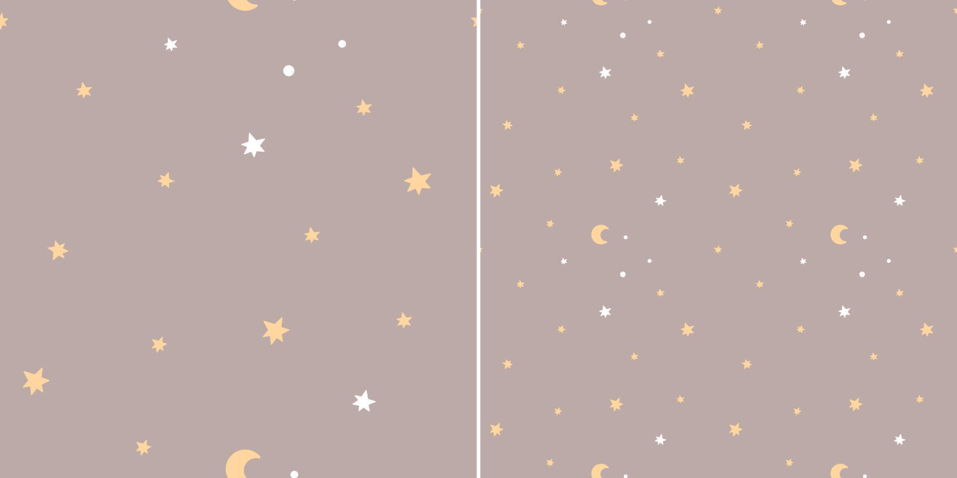 sem costura padrão com estrelas fofas em um fundo marrom. textura infantil em estilo escandinavo para tecido, têxtil, vestuário, decoração de berçário. ilustração vetorial vetor