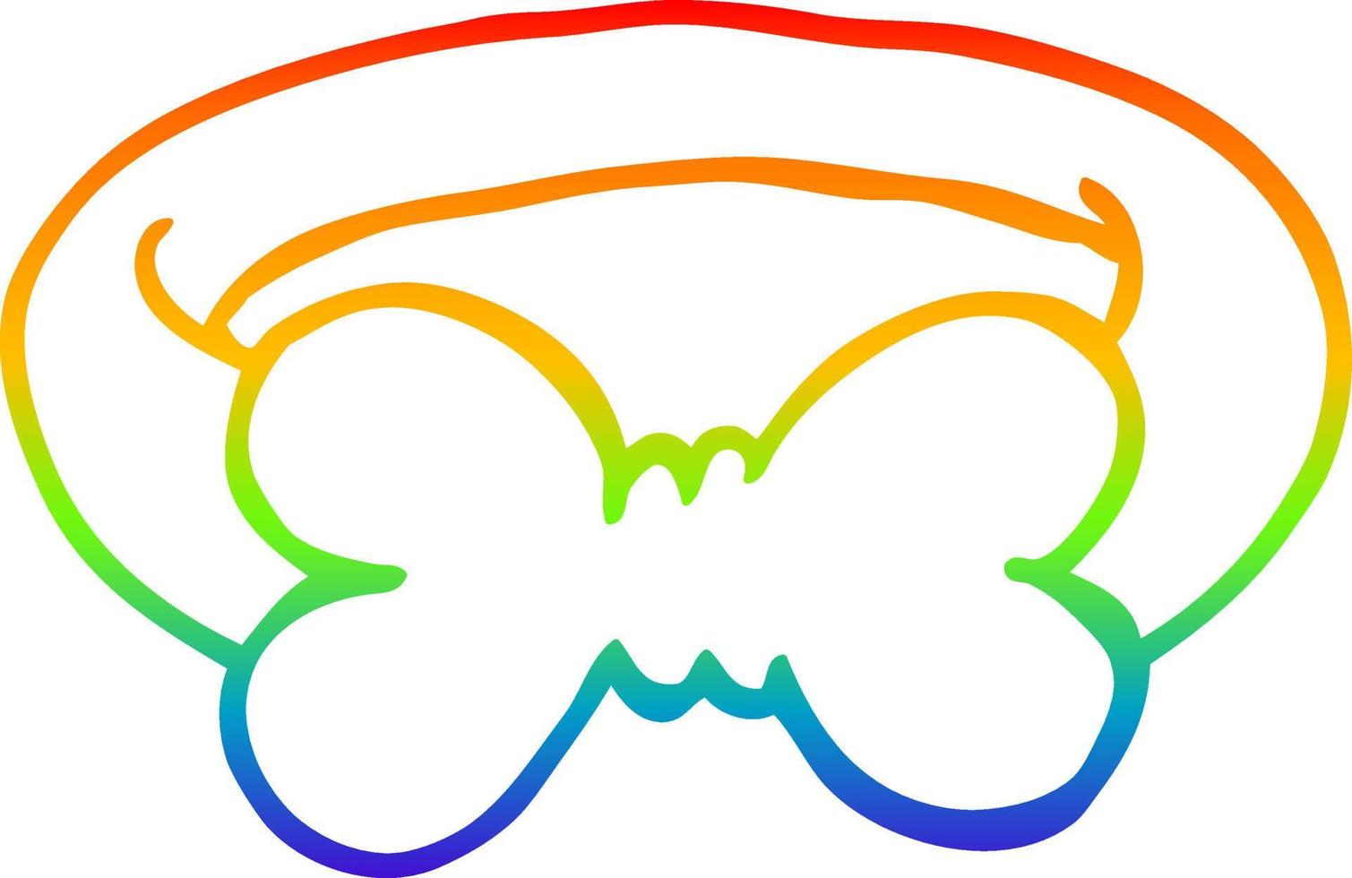 desenho de linha gradiente arco-íris desenho animado gravata borboleta preta vetor