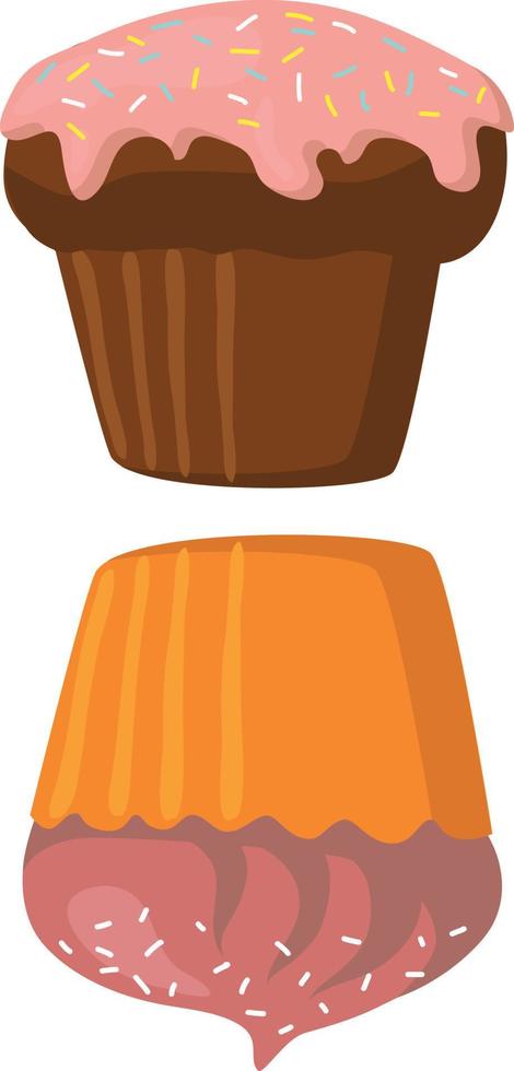 ilustração vetorial de fundo conjunto de símbolos de bolo de xícara de muffin isolado no fundo branco vetor