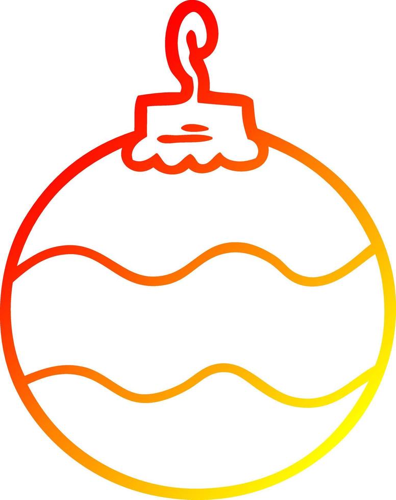 bola de natal de desenho de desenho de linha de gradiente quente vetor