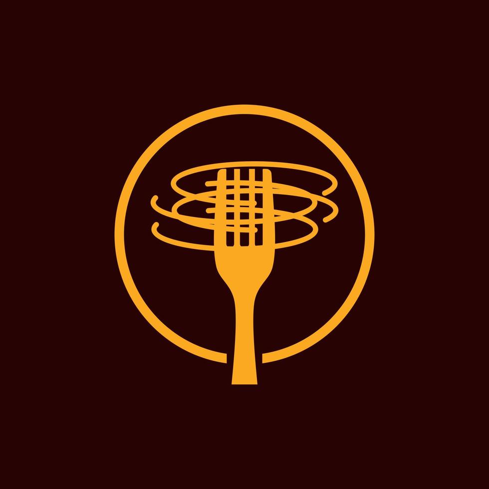 logotipo do menu de macarrão garfo vetor