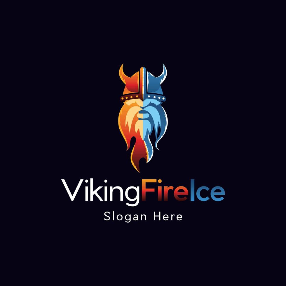 logotipo de ilustração de gelo de fogo viking vetor