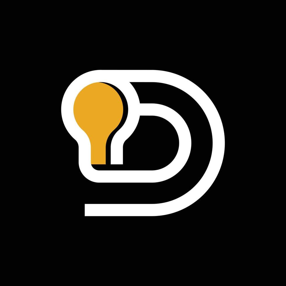 letra d lâmpada solução logotipo criativo moderno vetor