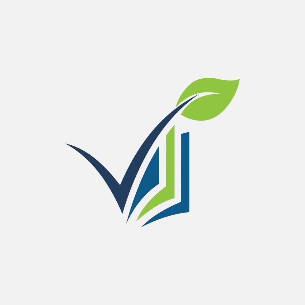 logotipo de ecologia de folha de livro de lista de verificação vetor