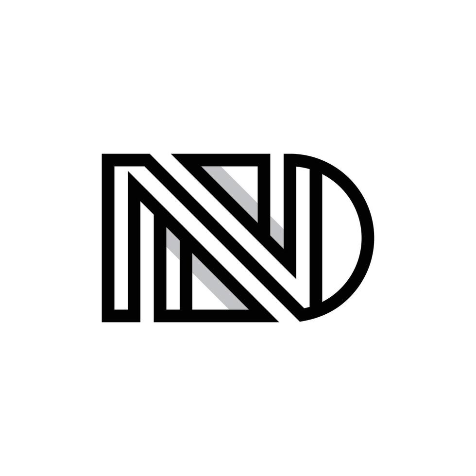 letra nd dn linha monograma logotipo vetor