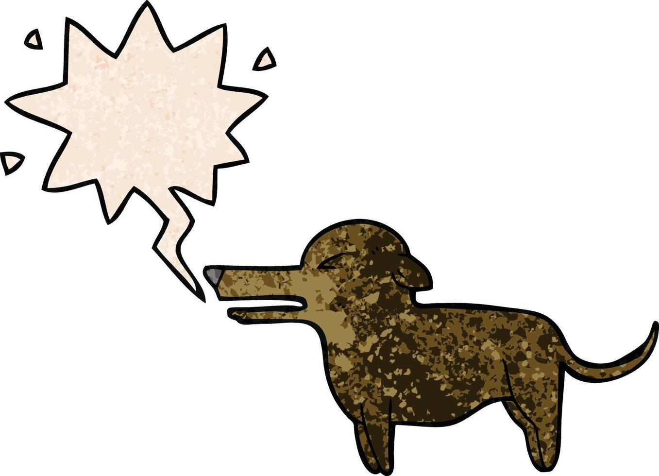 cão de desenho animado e bolha de fala no estilo de textura retrô vetor