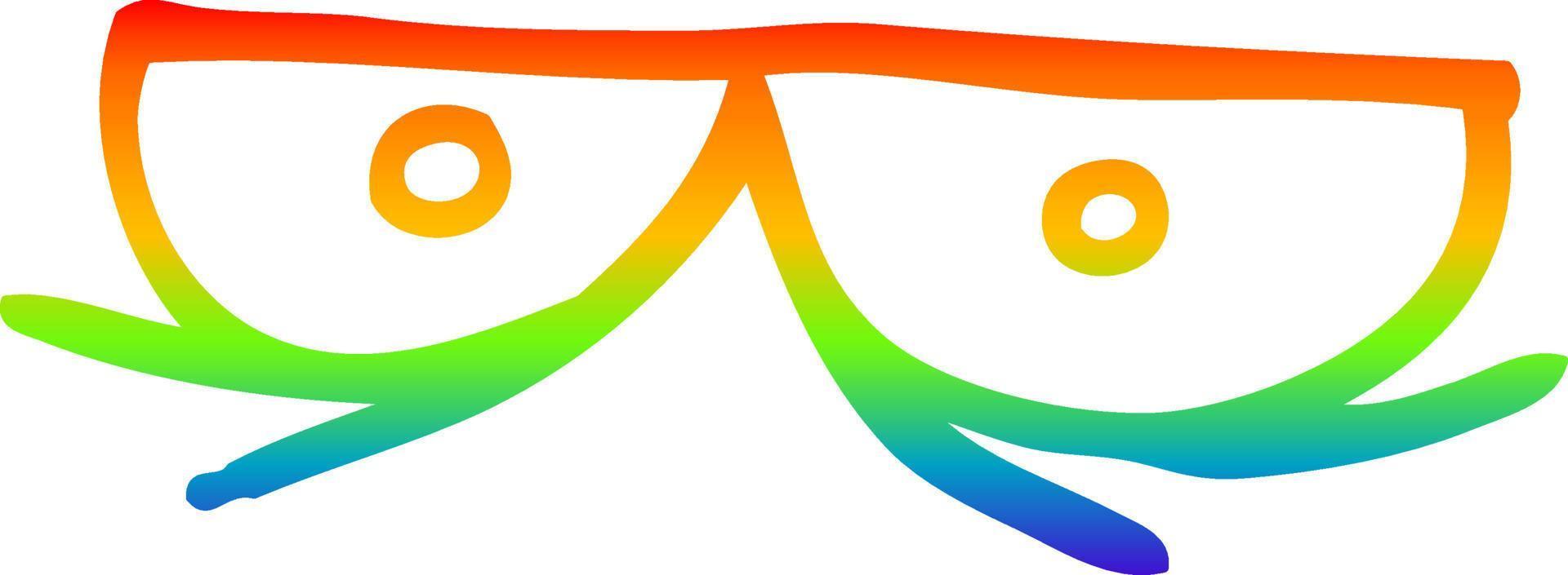 desenho de linha de gradiente de arco-íris desenho de desenho animado olhando para os olhos vetor