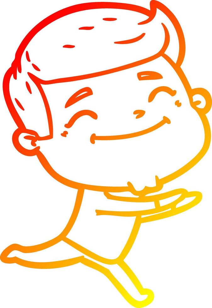 linha de gradiente quente desenhando homem de desenho animado feliz vetor