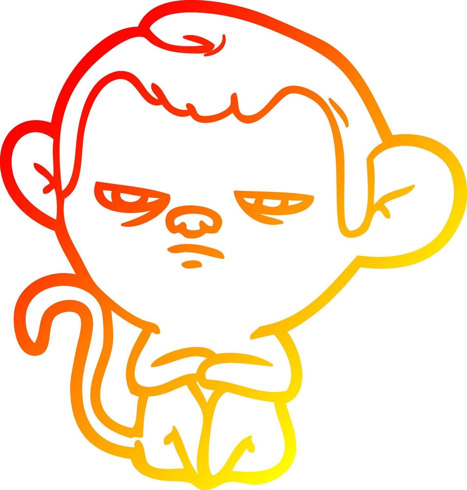 macaco de desenho animado de desenho de linha de gradiente quente vetor