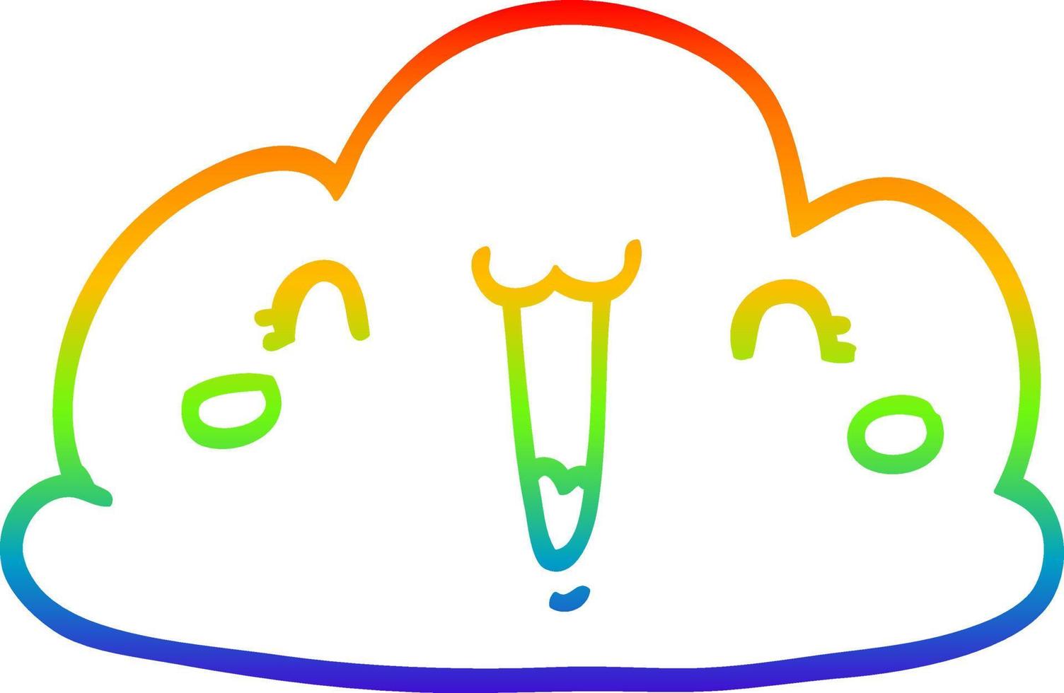 linha de gradiente de arco-íris desenhando nuvem de desenho bonito vetor
