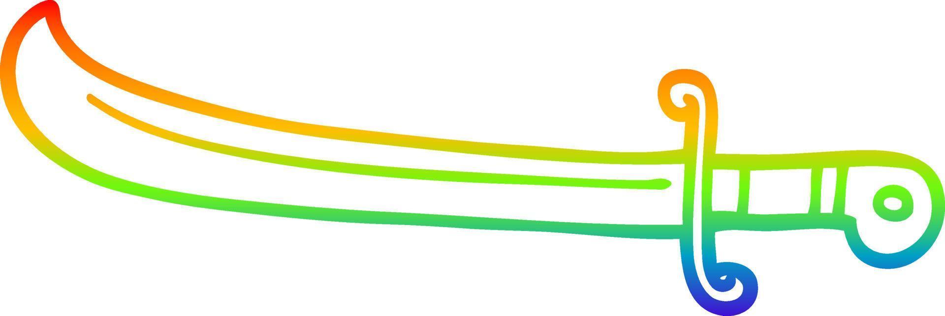 desenho de linha de gradiente de arco-íris fruta de limão de desenho animado vetor