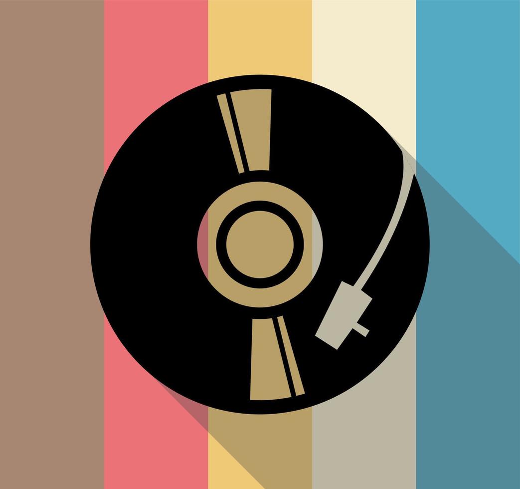 discos de vinil e design colorido vintage retrô de tocador de música vetor