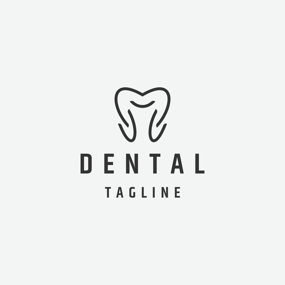 vetor plano de modelo de design de ícone de logotipo de linha dental