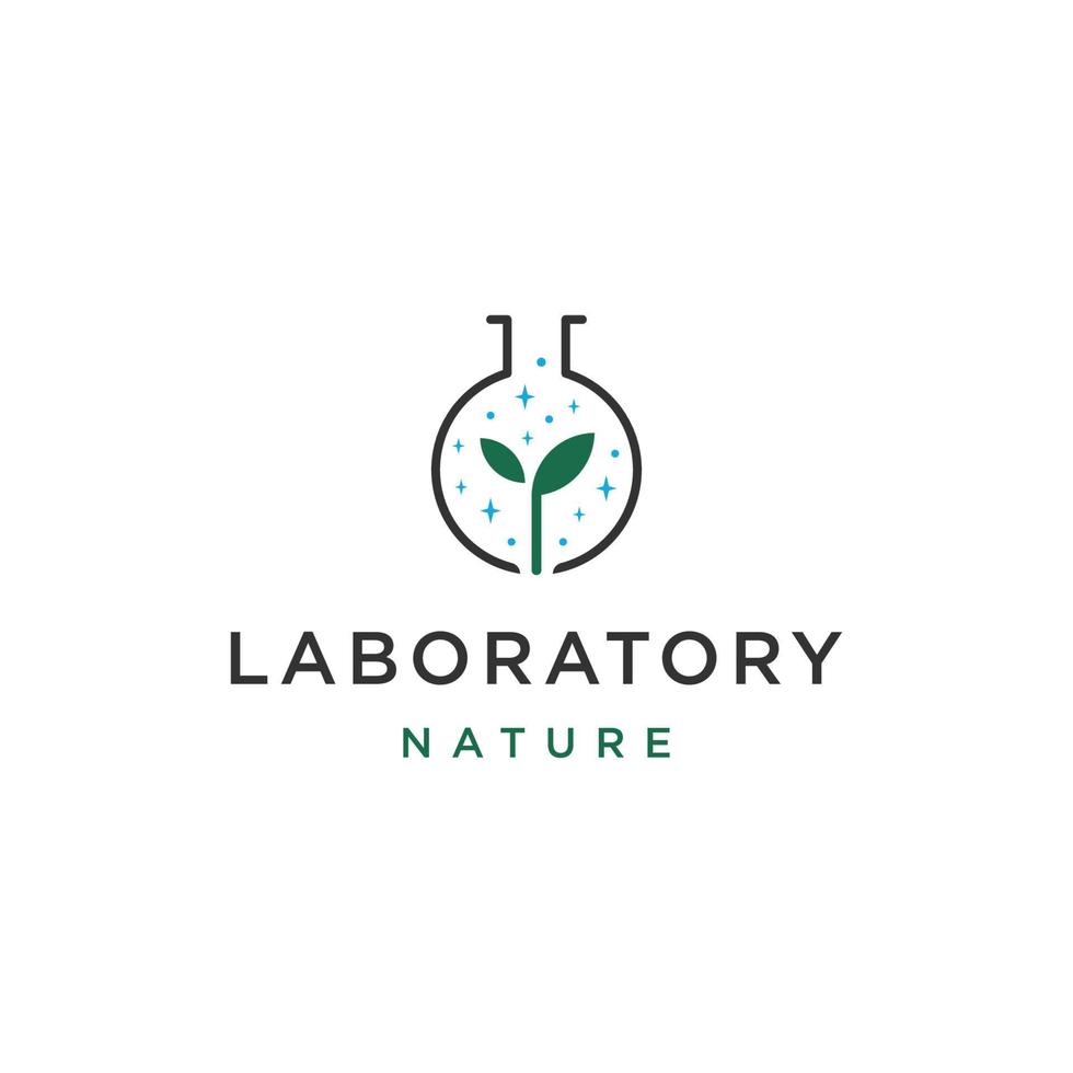 ilustração em vetor plana de modelo de design de ícone de logotipo de folha de laboratório