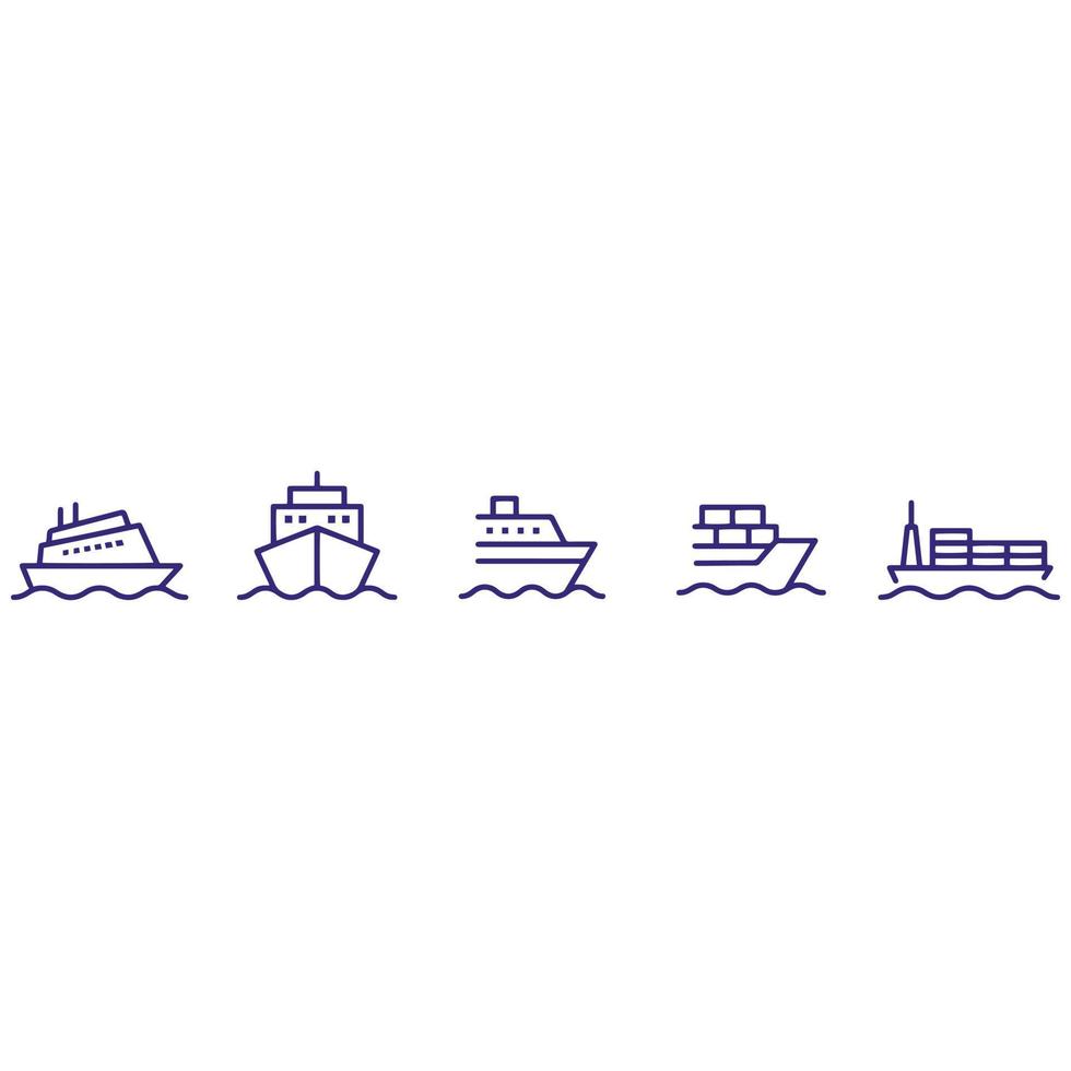 design vetorial de ícones de navio e barco vetor