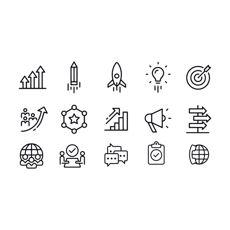 design de vetores de ícones de lançamento de projeto