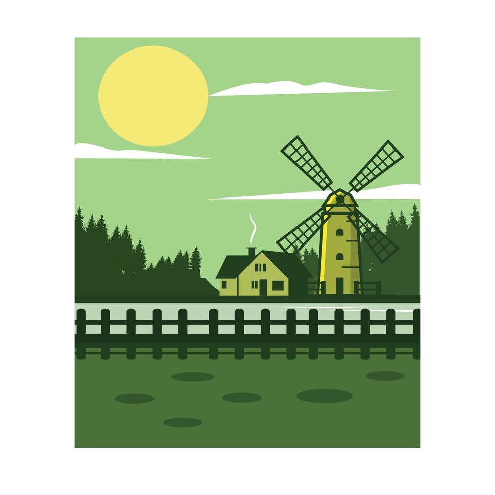 ilustração de projeto de moinho de vento vetor
