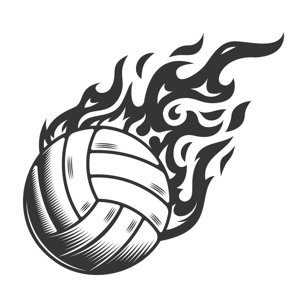 silhueta de logotipo de fogo de vôlei quente. logotipos ou ícones de design gráfico de clube de vôlei. ilustração vetorial. vetor