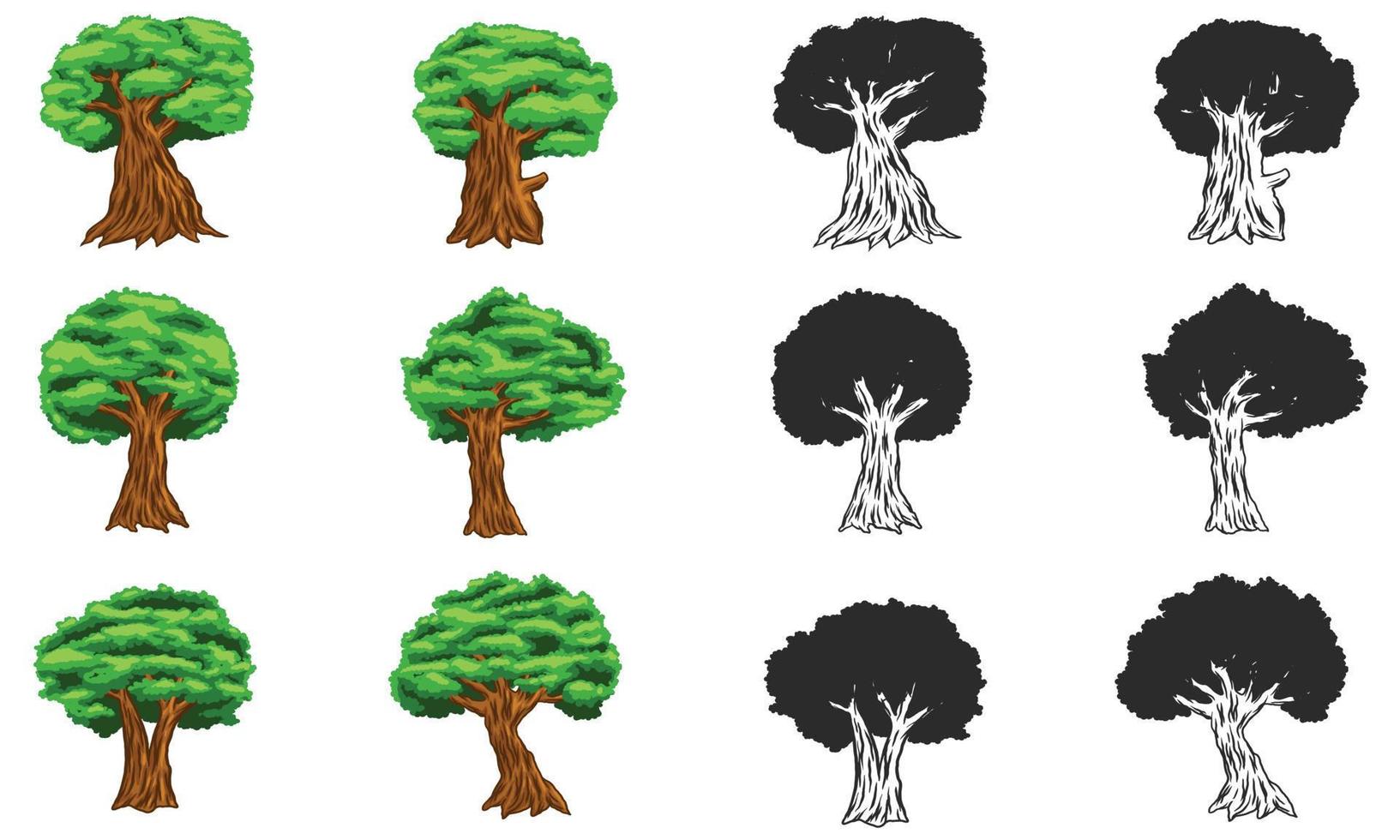 ilustração vetorial de coleção de conjunto de árvores vetor