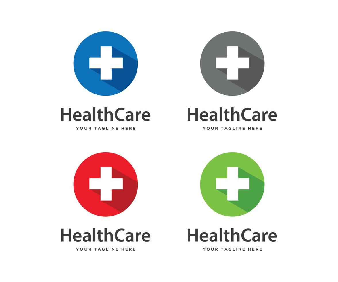 definir vetor de design de logotipo de ícone médico saudável