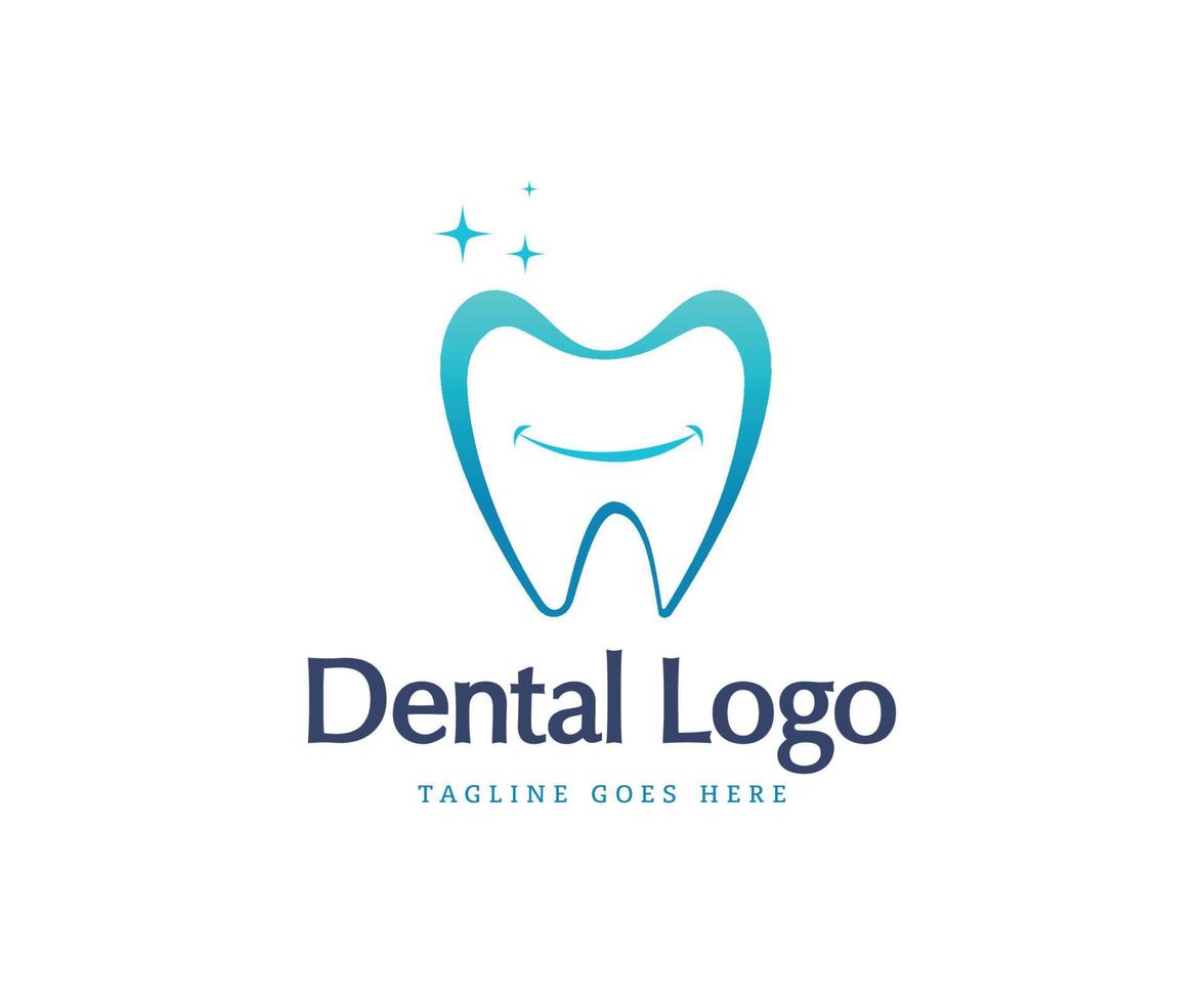 vetor de modelo de logotipo dental azul. modelo de logotipo de sorriso dental vetor azul, símbolo, dentista, clínica.