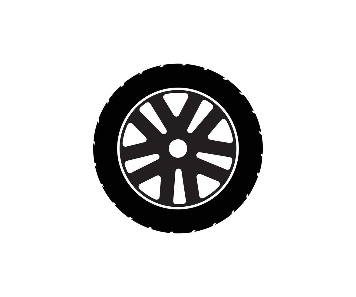 ícone de roda de carro. ilustração simples de ícone de vetor de roda de carro. símbolo branco preto da roda do carro de vetor.