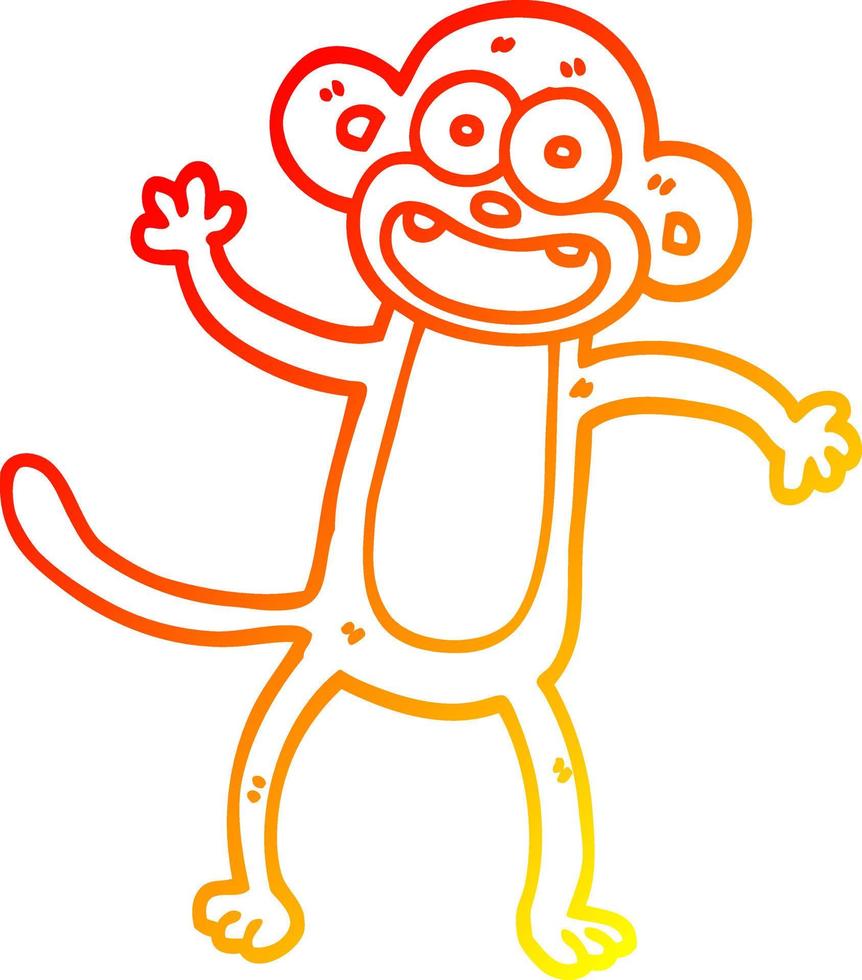 desenho de linha de gradiente quente desenho de macaco acenando vetor