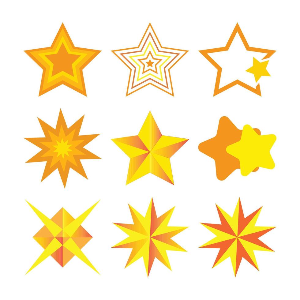 conjunto de ícones de estrelas. brilhos, explosão brilhante vetor