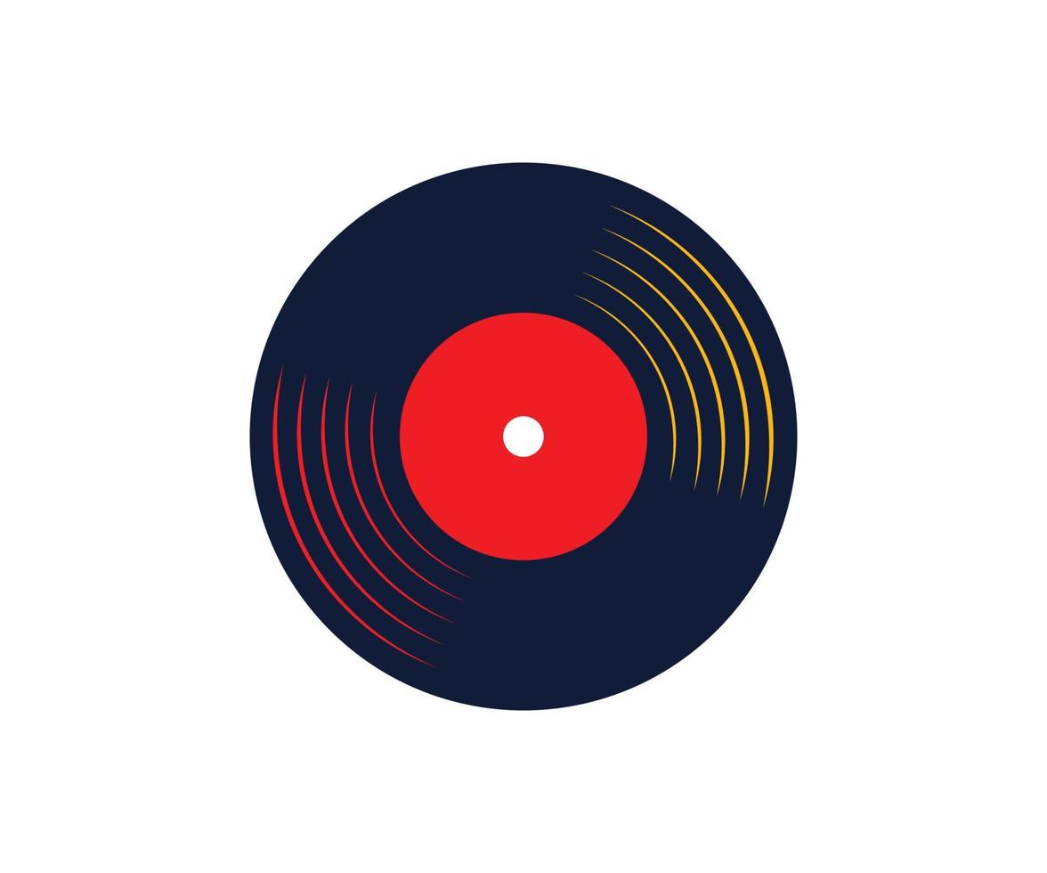 modelo de vetor de ícone de disco de vinil. design de ícone de vetor de logotipo de música de disco de vinil.