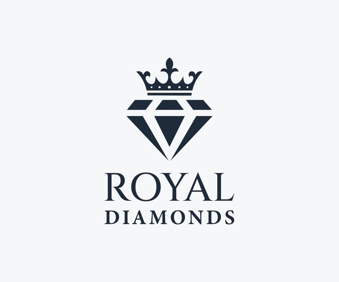 logotipo de diamante real de luxo, design de logotipo de joias. vetor