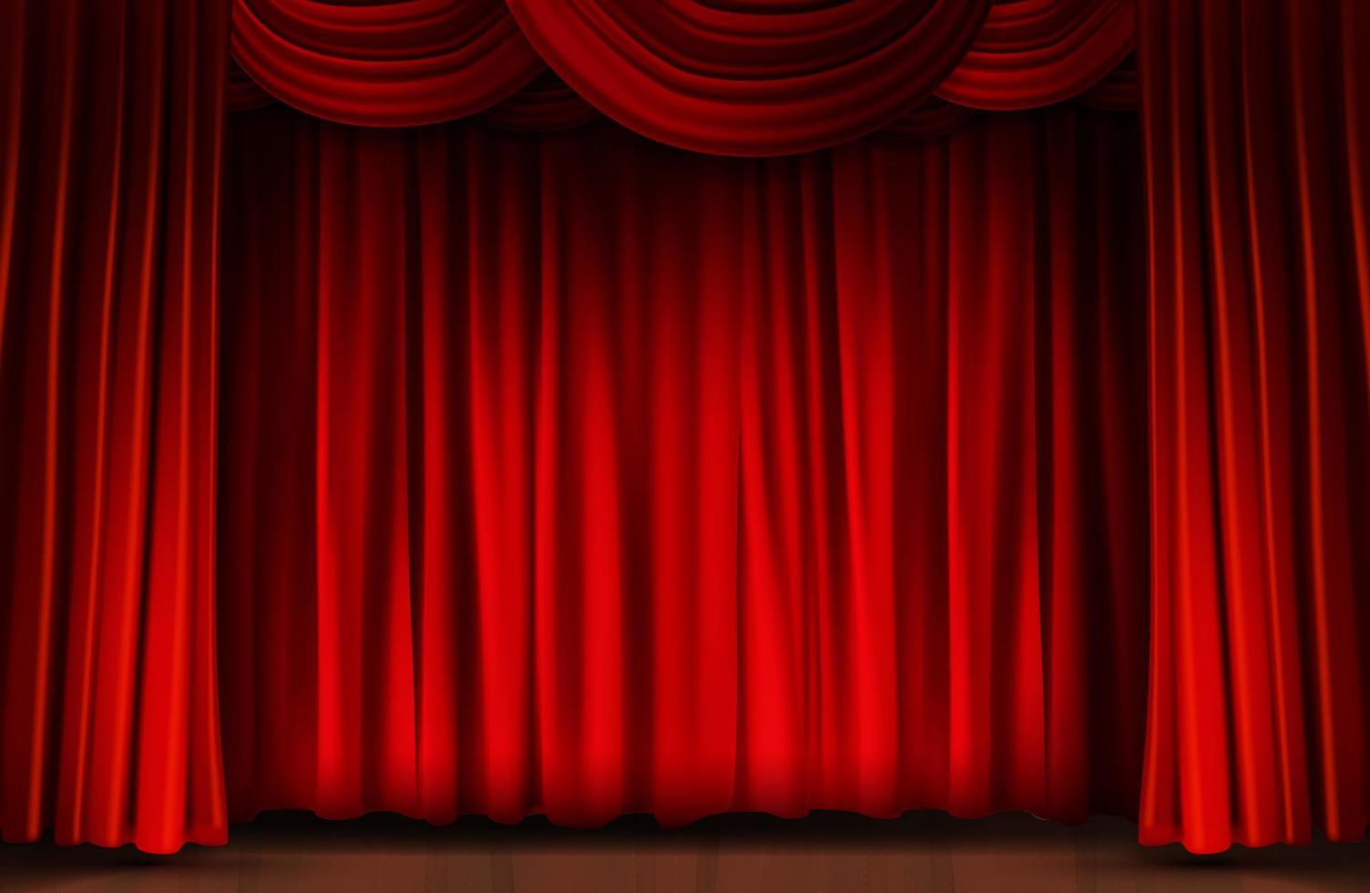cortina vermelha se fecha no fundo do palco. ilustração vetorial vetor