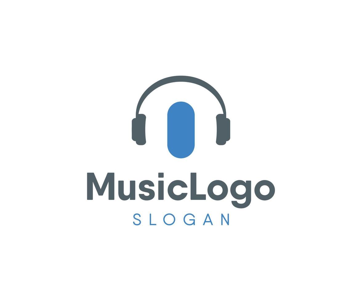 logotipo de música de fone de ouvido, modelo de design de logotipo de música. vetor