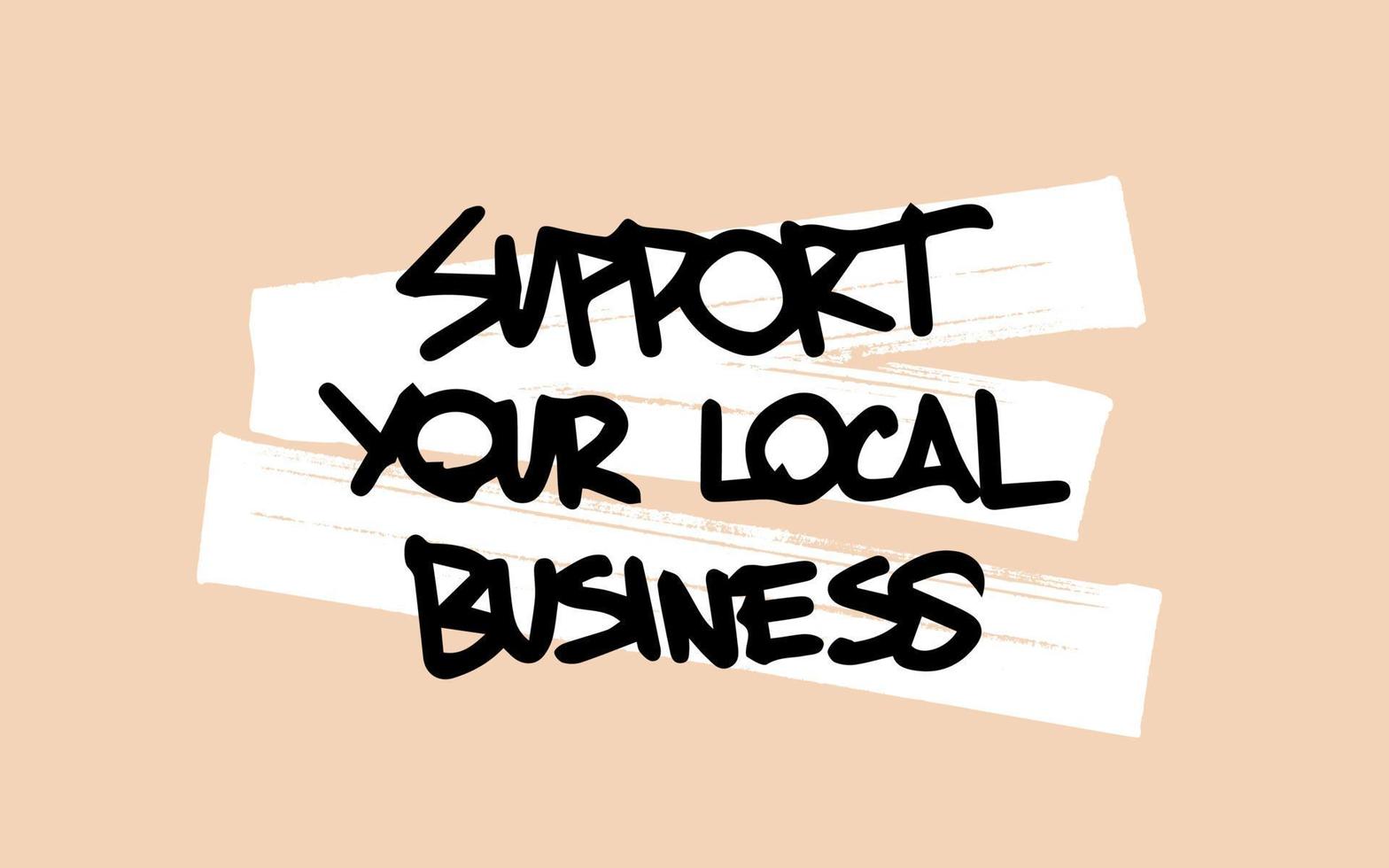 apoie seu vetor de script desenhado à mão de negócios local, isolado. pequenas empresas e agricultores locais apoiam o logotipo da iniciativa
