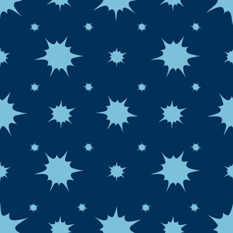 flocos de neve, estrelas e manchas. estrondo. padrão de vetor sem emenda. um ornamento que se repete infinitamente. fundo azul isolado. abstrato. borrões. ideia para web design, papel de parede, capa. estilo plano.