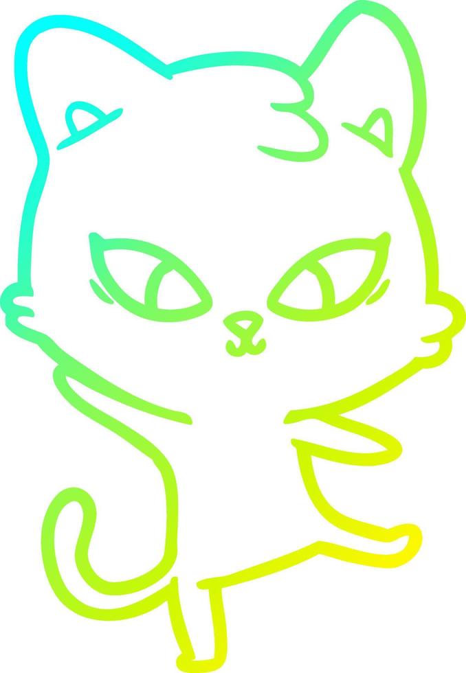 linha de gradiente frio desenhando gato de desenho animado fofo vetor