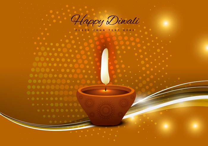 Lâmpada de óleo de Diwali com fundo incandescente vetor