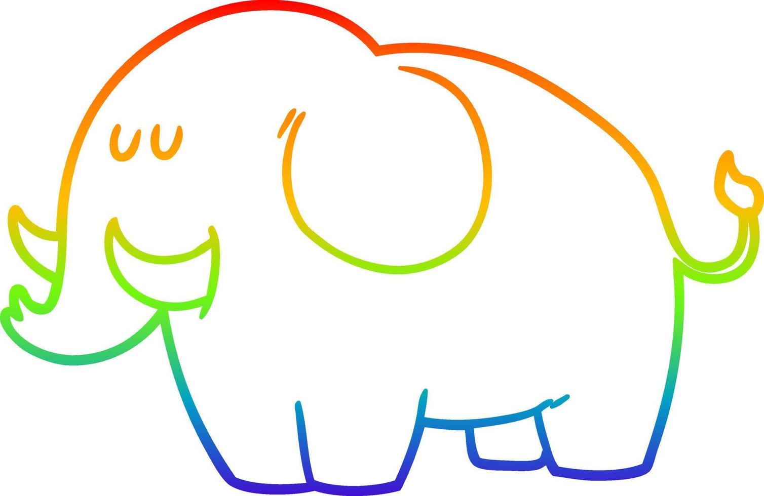 desenho de linha de gradiente de arco-íris elefante de desenho animado vetor