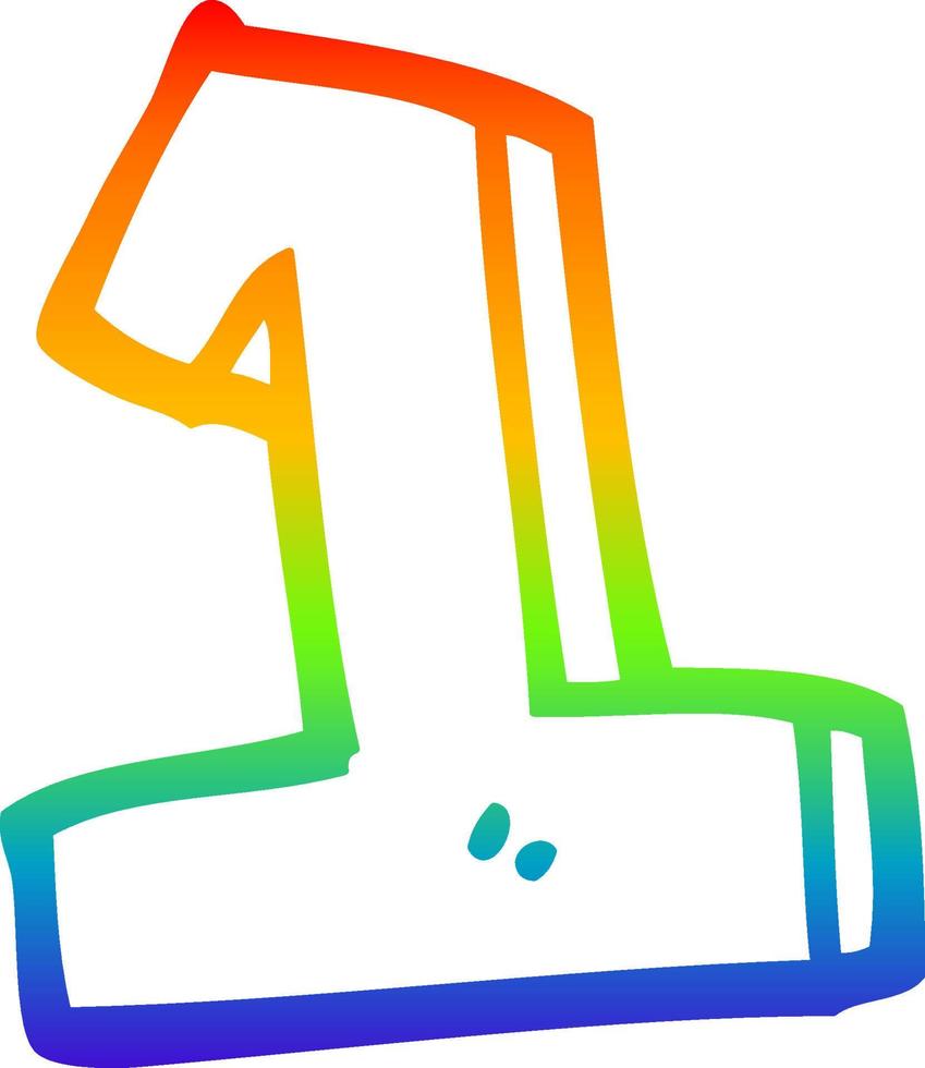 desenho de linha de gradiente de arco-íris desenho animado número 1 vetor