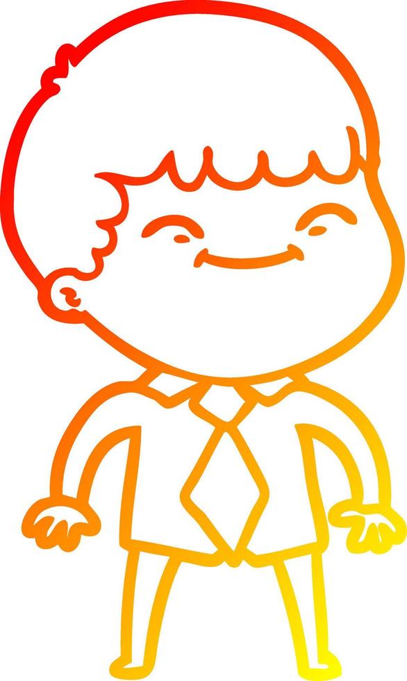 desenho de linha de gradiente quente desenho animado menino feliz vetor