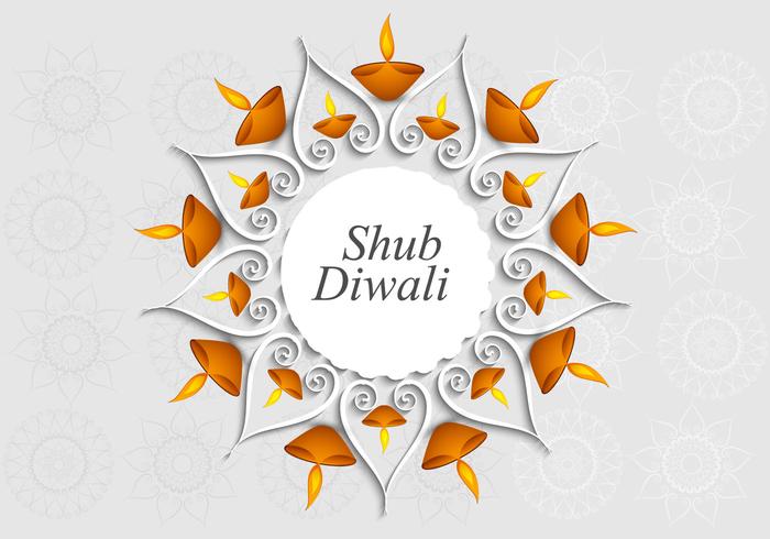 Shubh Diwali Com Rangoli E Lâmpada De Óleo vetor