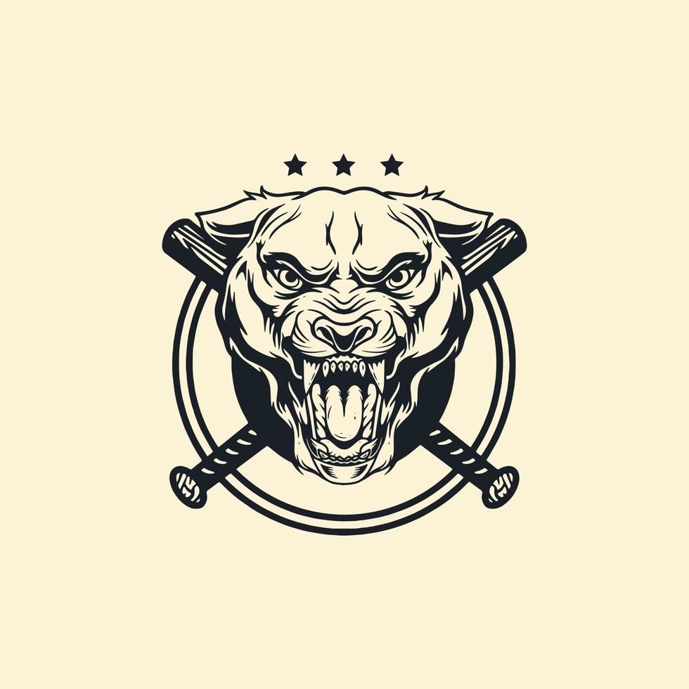 modelo de logotipo de beisebol com ilustração de personagem de lobo. para emblemas ou modelos de logotipo. vetor