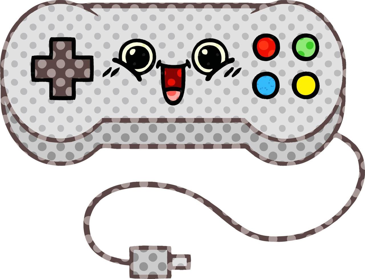 controlador de jogo de desenho animado estilo quadrinhos vetor