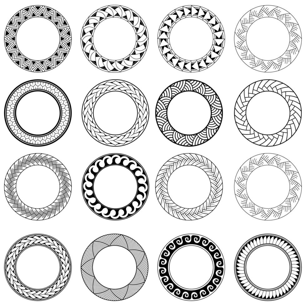conjunto de elemento ornamental de padrão de círculo vetor