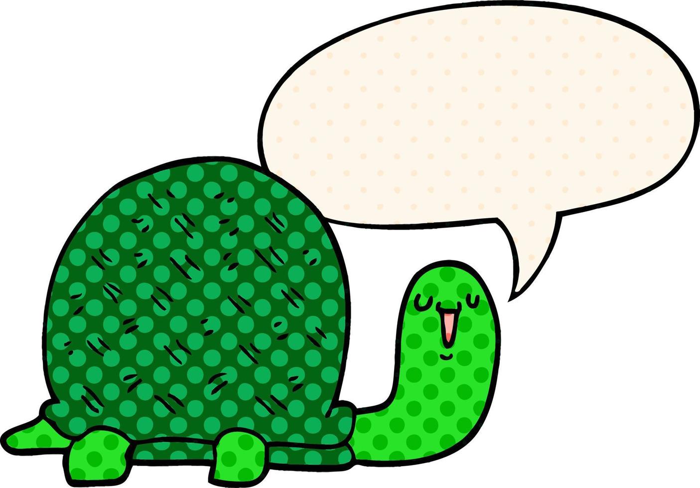 tartaruga de desenho animado bonito e bolha de fala no estilo de quadrinhos vetor