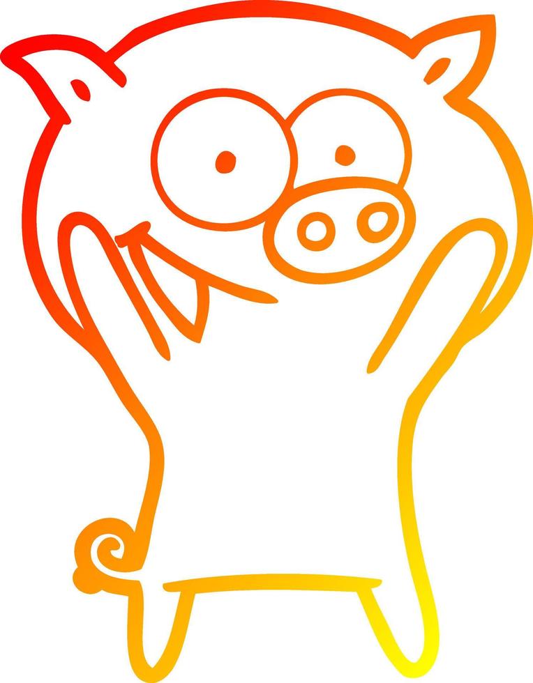 desenho de linha de gradiente quente desenho de porco feliz vetor