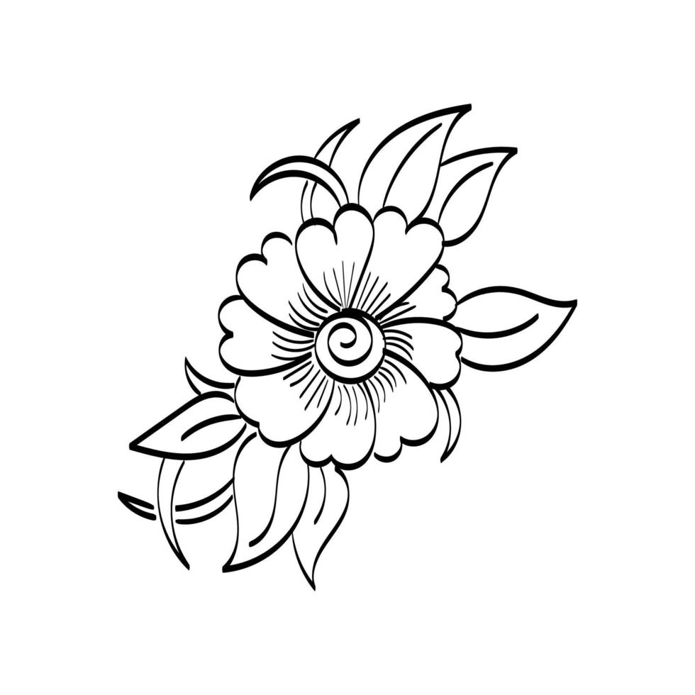 desenho de flores de tatuagem de henna. estilo mehndi. vetor