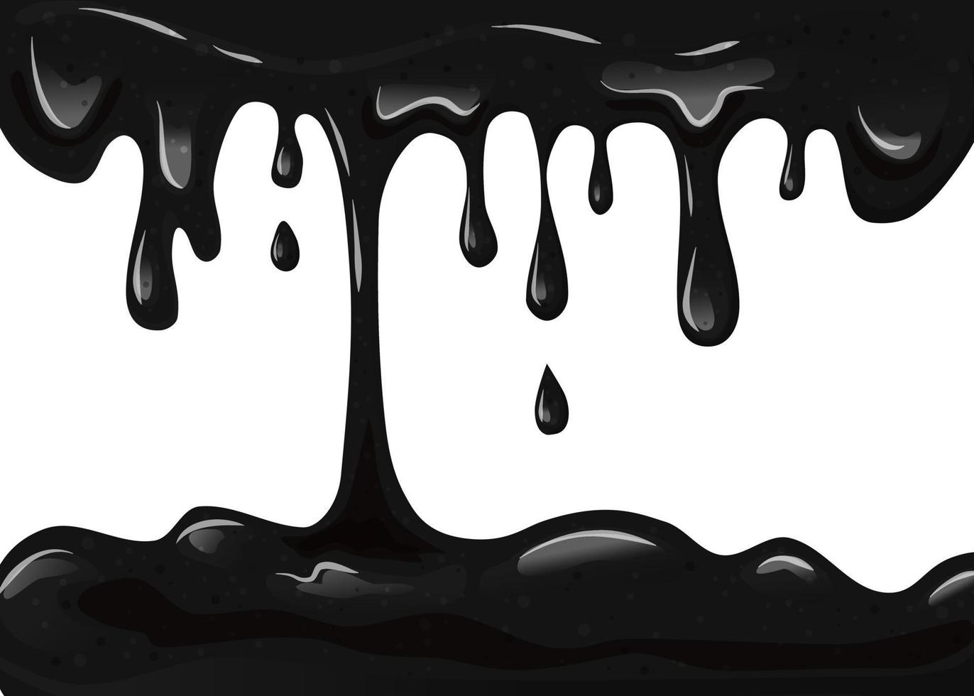 óleo líquido fluindo viscoso preto, petróleo em um fundo branco isolado. gotejamento de lodo. ilustração vetorial de desenho animado vetor