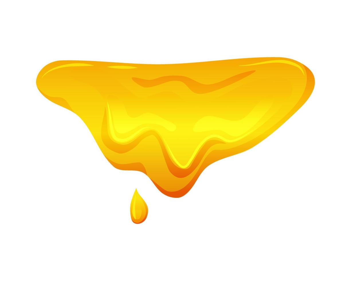 líquido viscoso amarelo fluindo. geleia de limão ou gotas de mel. ilustração vetorial em um fundo branco isolado. vetor